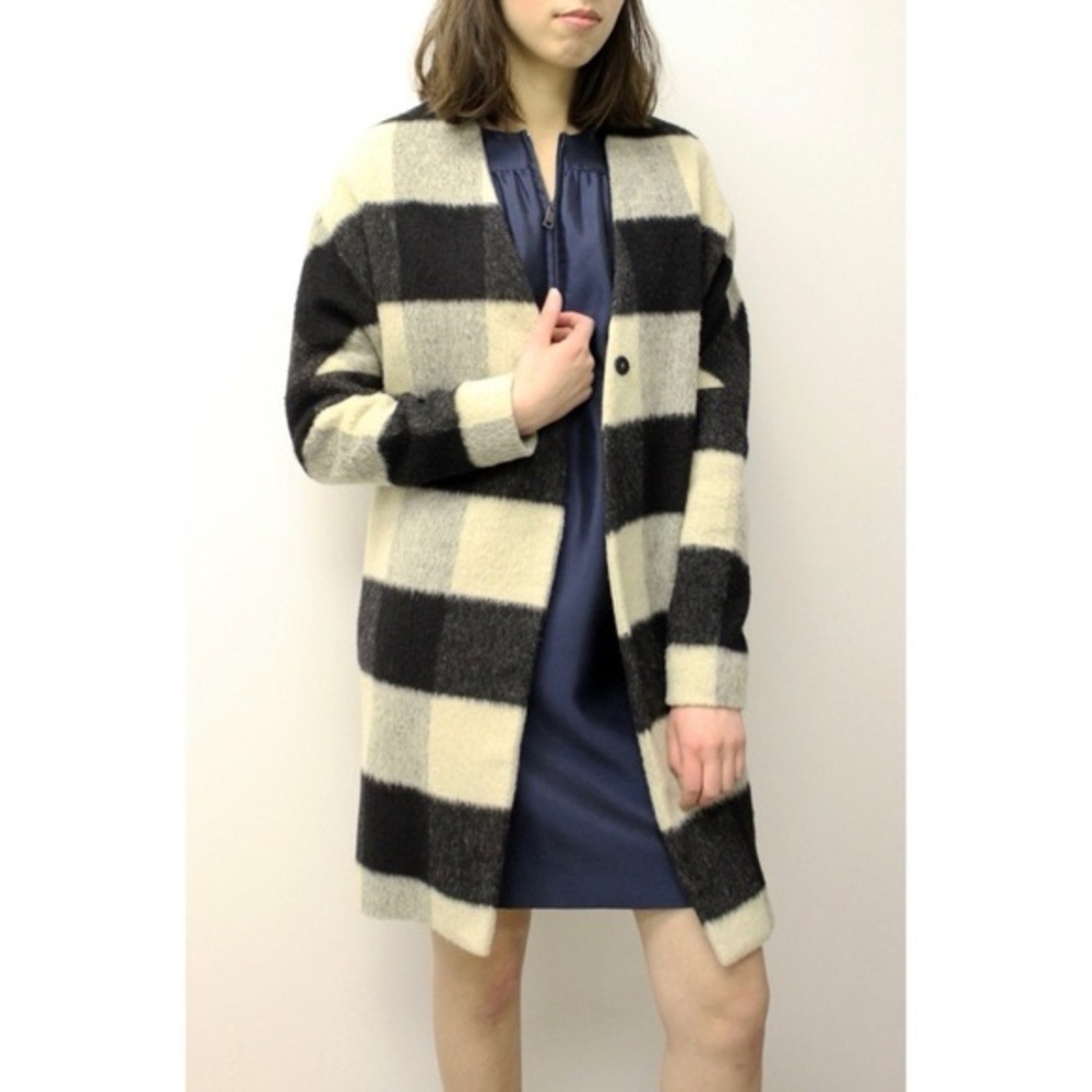 SCOTCH & SODA Black and Cream Wool Checkered Jacket (Petite)